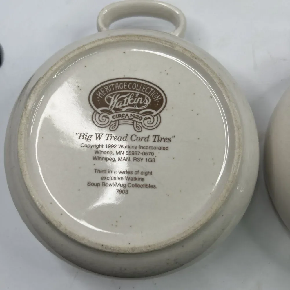 Vintage 1992 Watkins Heritage Collection Ceramic Handled Soup Bowls Set of 4